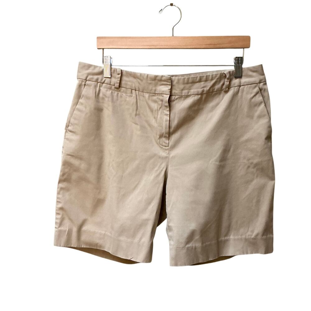 Talbots Classic Bermuda Style High-Rise Cotton Shorts Khaki Size 14